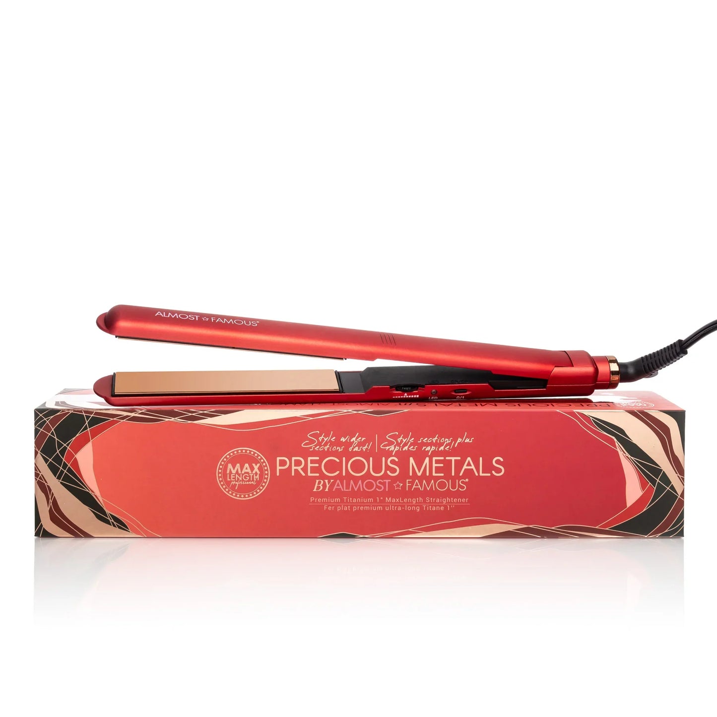Almost Famous 1" MaxLength Flat Iron with Rose Gold Titanium Plates - Vero.com