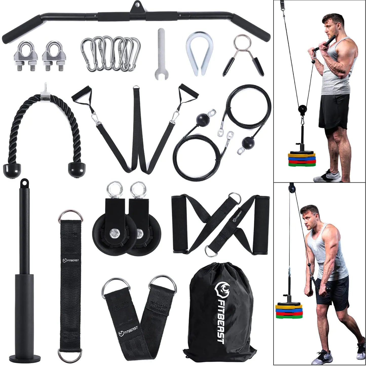 FitBeast Pulley System Gym Cable Weight Pulley System for Gym LAT Pulldown Biceps Curl Workout Ideal Home Gym Equipment for Forearm Shoulder Strength Training - Vero.com