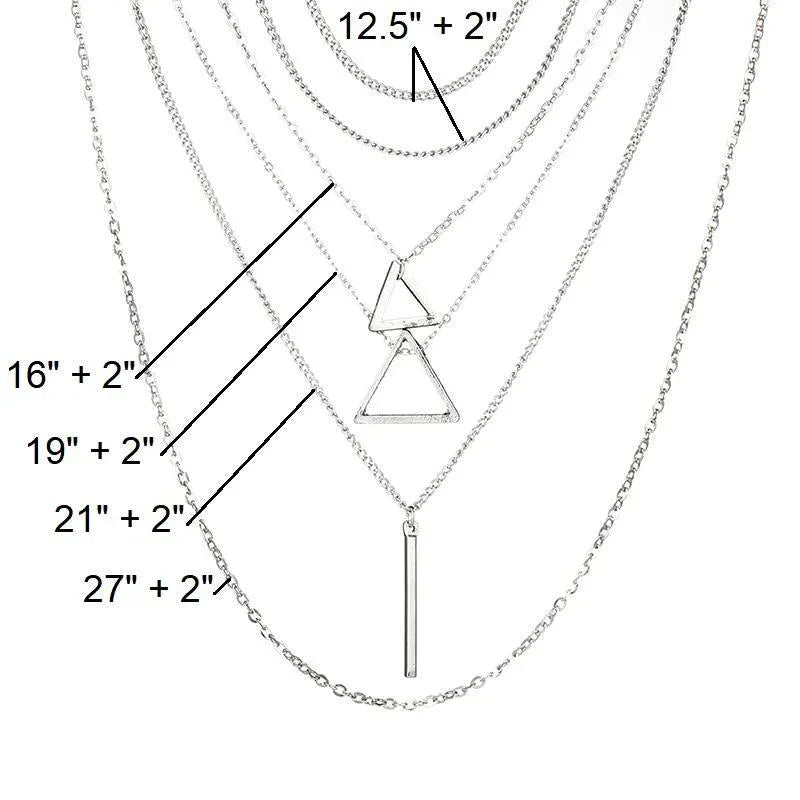 Double Triangle Multilayer Necklace - Vero.com