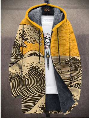 Men's 3D Personalized Printing Fashion Warm Hooded Jacket