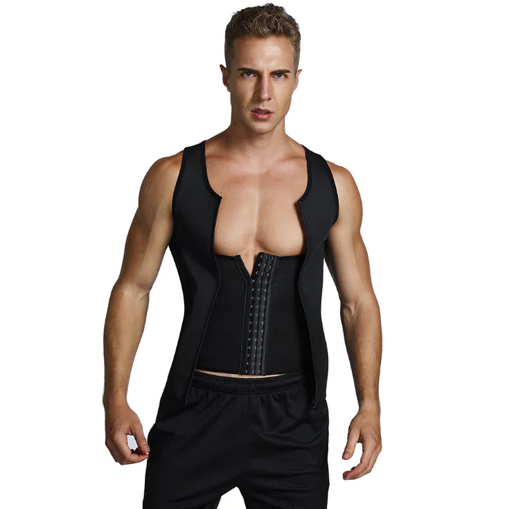Men's Sports Rubber Steel Boned Shapewear Vest - Vero.com 
