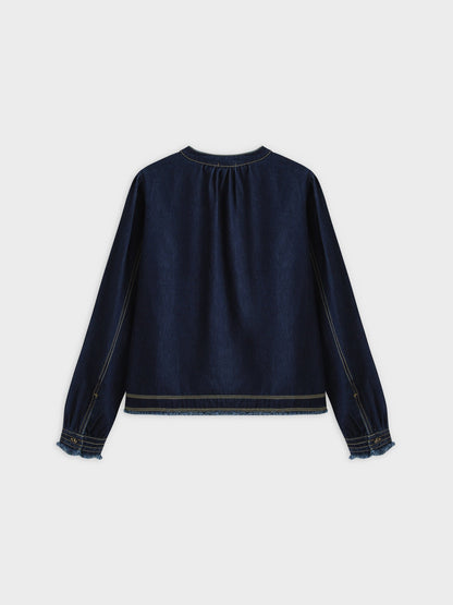 Denim Trapeze Top-Blue Denim - Vero.com 