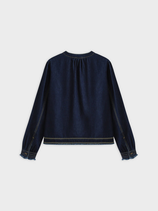 Denim Trapeze Top-Blue Denim - Vero.com 