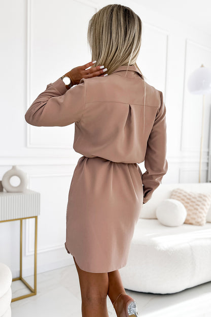 Numoco 284-2 CAMILLE Shirt dress with pockets - beige - Vero.com 