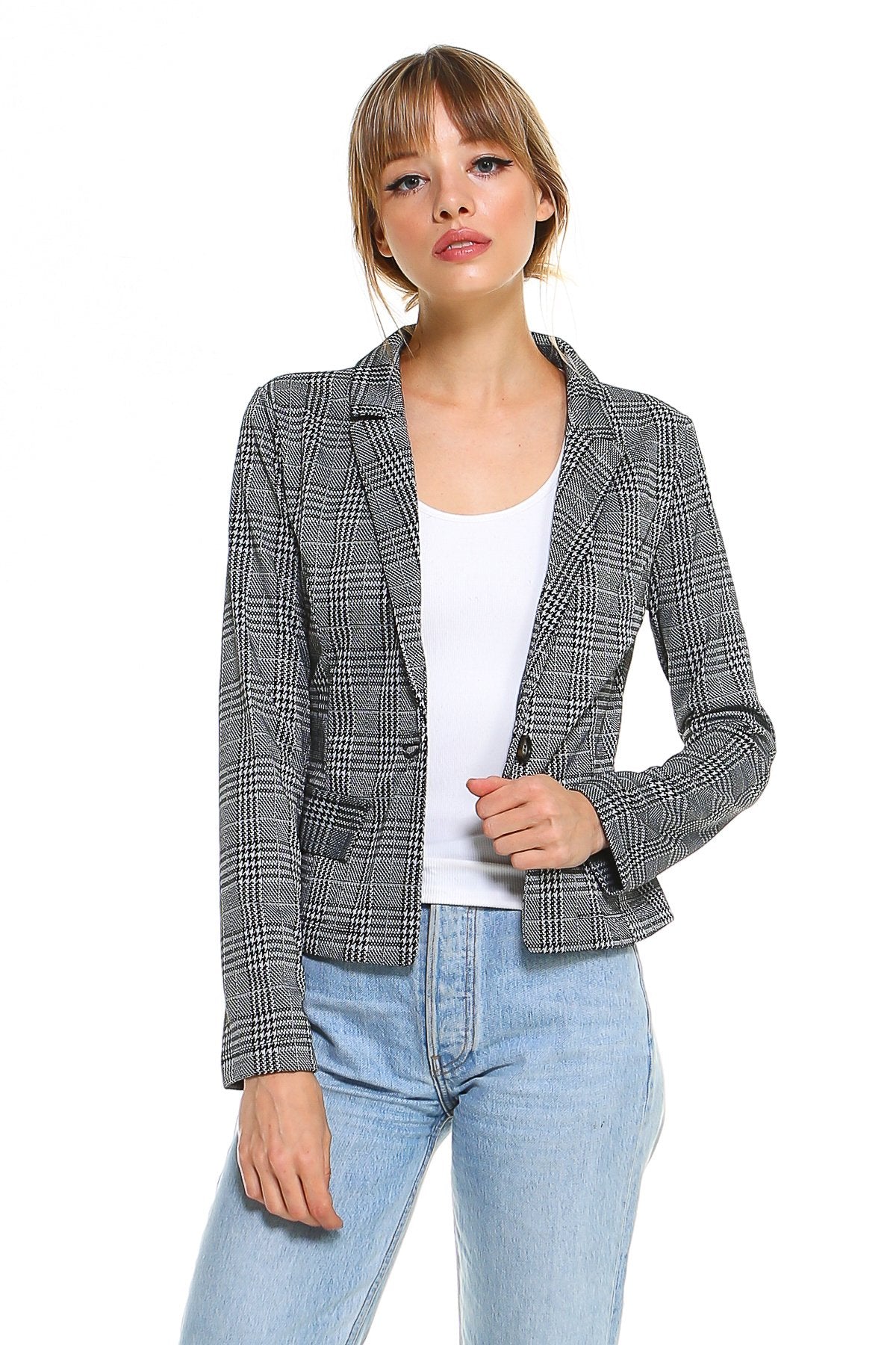 Classic Plaid Fitted Blazer - Vero.com 