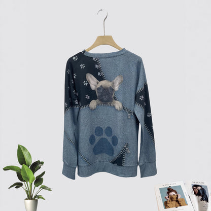 Women's Casual Christmas Digital Printing Sweater featuring a cute dog design and paw print, perfect for festive cheer.