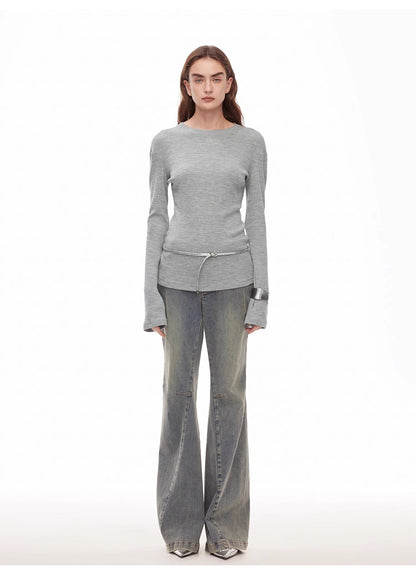 “Denimism”Fashionable Heavy Industry Washed Three-dimensional Versatile Slimming Slightly Flared Denim Trousers - Vero.com 