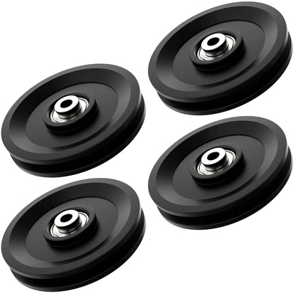 114mm/4.5" Cable Pulley Wheel Universal Gym Nylon Bearing Pulley Attachment Weight Pulley System Replacement for Home Gym Cable Machine Pulldown Smith Machine Lifting System Garage (Black-4pcs) - Vero.com 