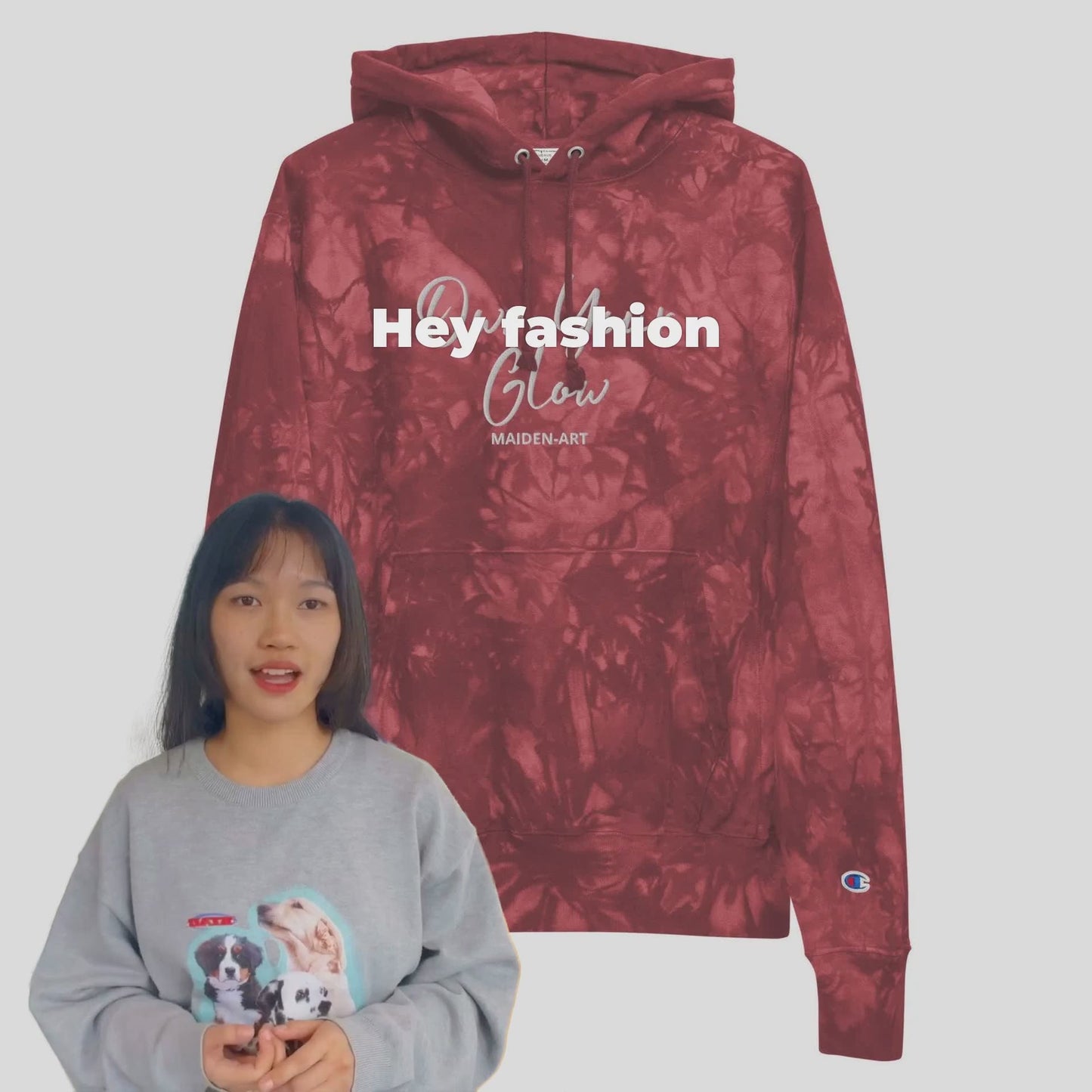 Own Your Glow Unisex Champion tie-dye hoodie with Embroidery | Champion hoodie - Vero.com 