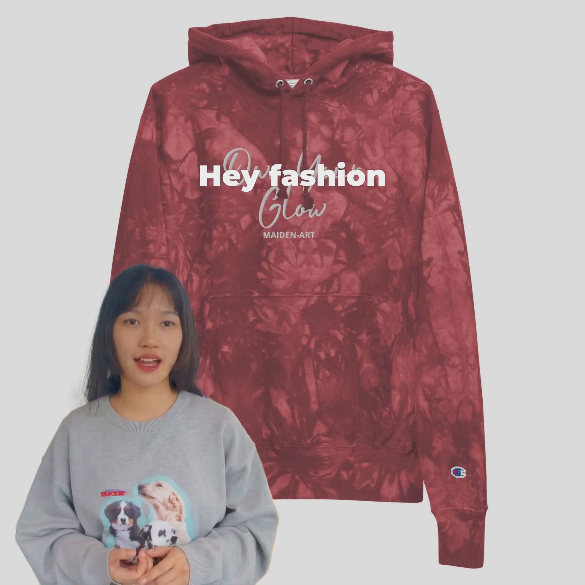 Own Your Glow Unisex Champion tie-dye hoodie with Embroidery | Champion hoodie - Vero.com 