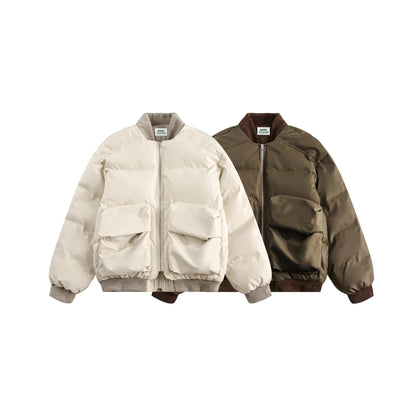 Stitching Pu Shuai Fake Two-piece Cotton-padded Clothes For Men And Women