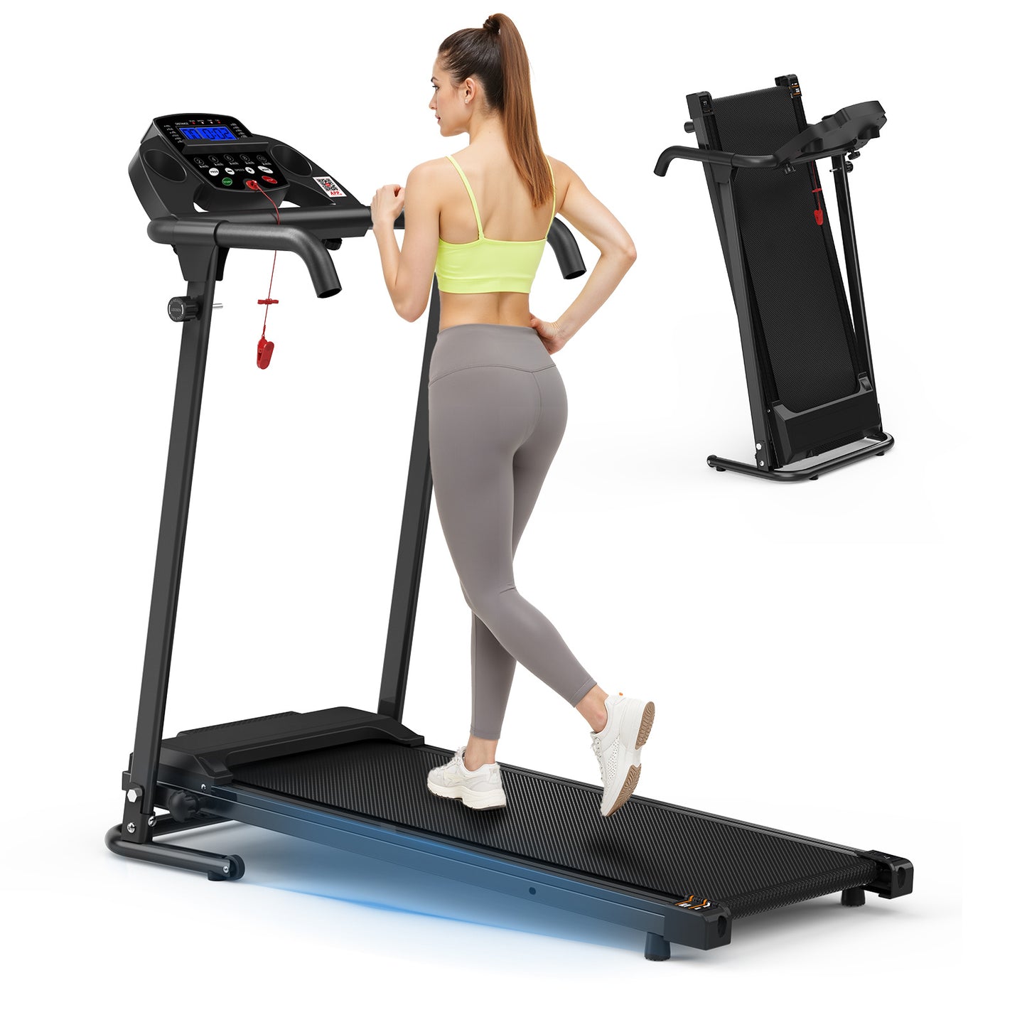 EU Home Office Desk Treadmills, Compact Desktop Treadmills With Inclined Portable Treadmills, 2-in-1 Treadmills For Walking, Running And Jogging, With A Weight Capacity Of 120KG