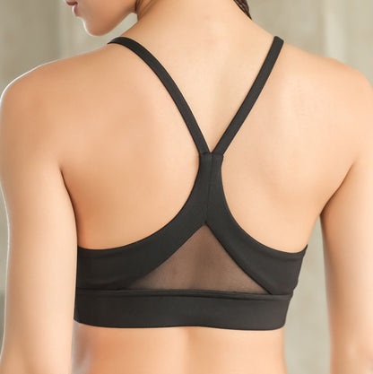 Back Mesh Triangle Push Up Sports Bra Top Fitness Racerback Bras Women Gym Sport Top Padded Yoga Bras Running Underwrar - Vero.com 