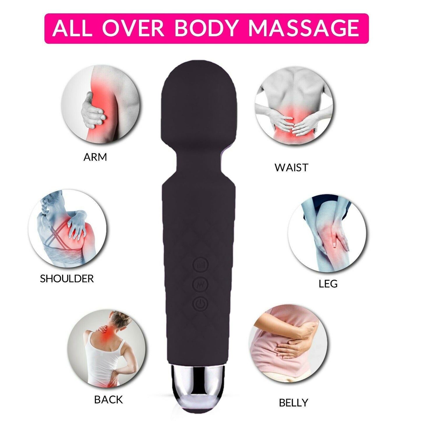 Magic Massage Wand Muscle Relaxation Massager 20 Speed Vibrating Full Body Therapy Motor