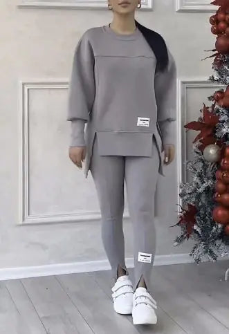 Women's Long-sleeved Printed Sweater Leggings Suit - Vero.com 