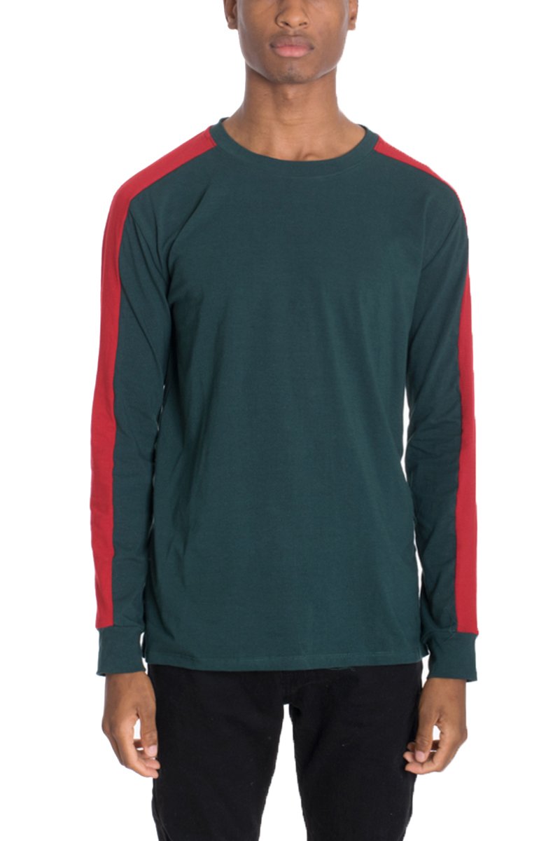 SIDE STRIPE LONG SLEEVE- GREEN - Vero.com 