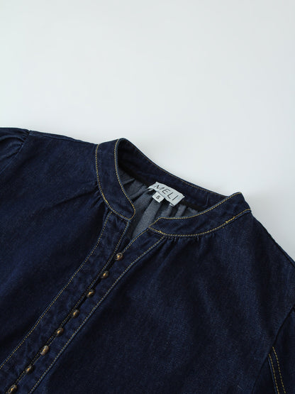 Denim Trapeze Top-Blue Denim - Vero.com 