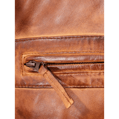 MEN BROWN LEATHER BIKER JACKET OAKFIELD - Vero.com 