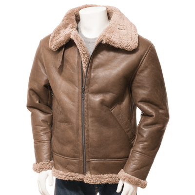 MEN ANTIQUE BROWN SHEEPSKIN JACKET EDWARDS