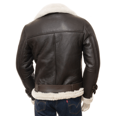 MEN BROWN SHEARLING BIKER JACKET ELLINGTON - Vero.com 