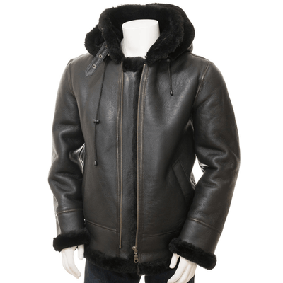 MEN BLACK SHEEPSKIN AVIATOR JACKET ESSEX - Vero.com 
