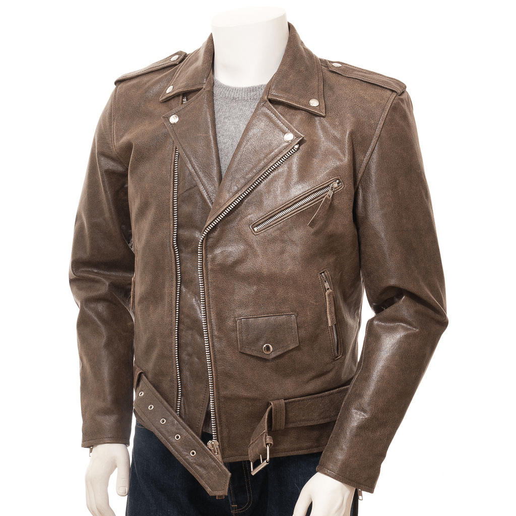 MEN ANTIQUE BROWN LEATHER JACKET BALLSTON - Vero.com 