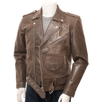 MEN ANTIQUE BROWN LEATHER JACKET BALLSTON - Vero.com 