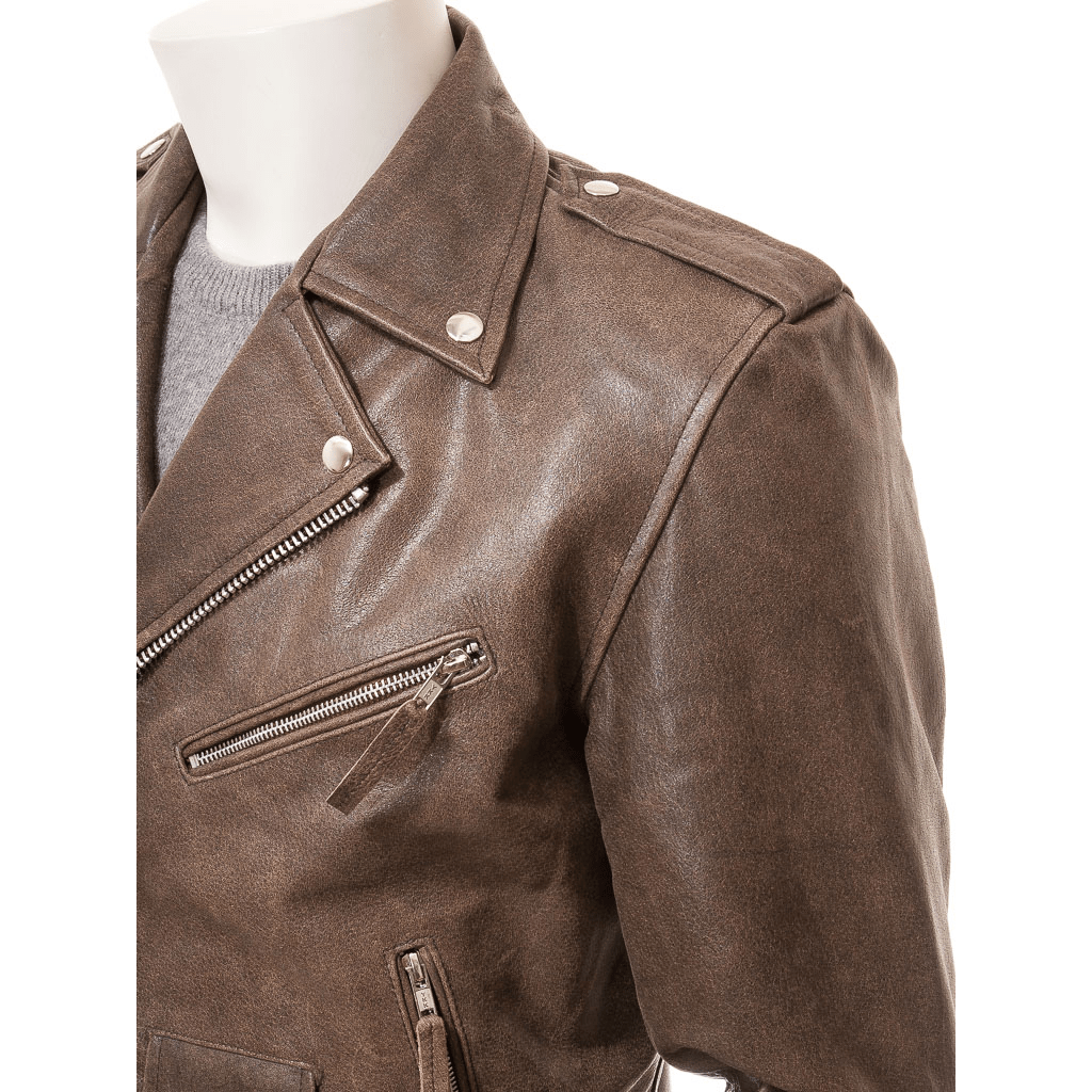 MEN ANTIQUE BROWN LEATHER JACKET BALLSTON - Vero.com 