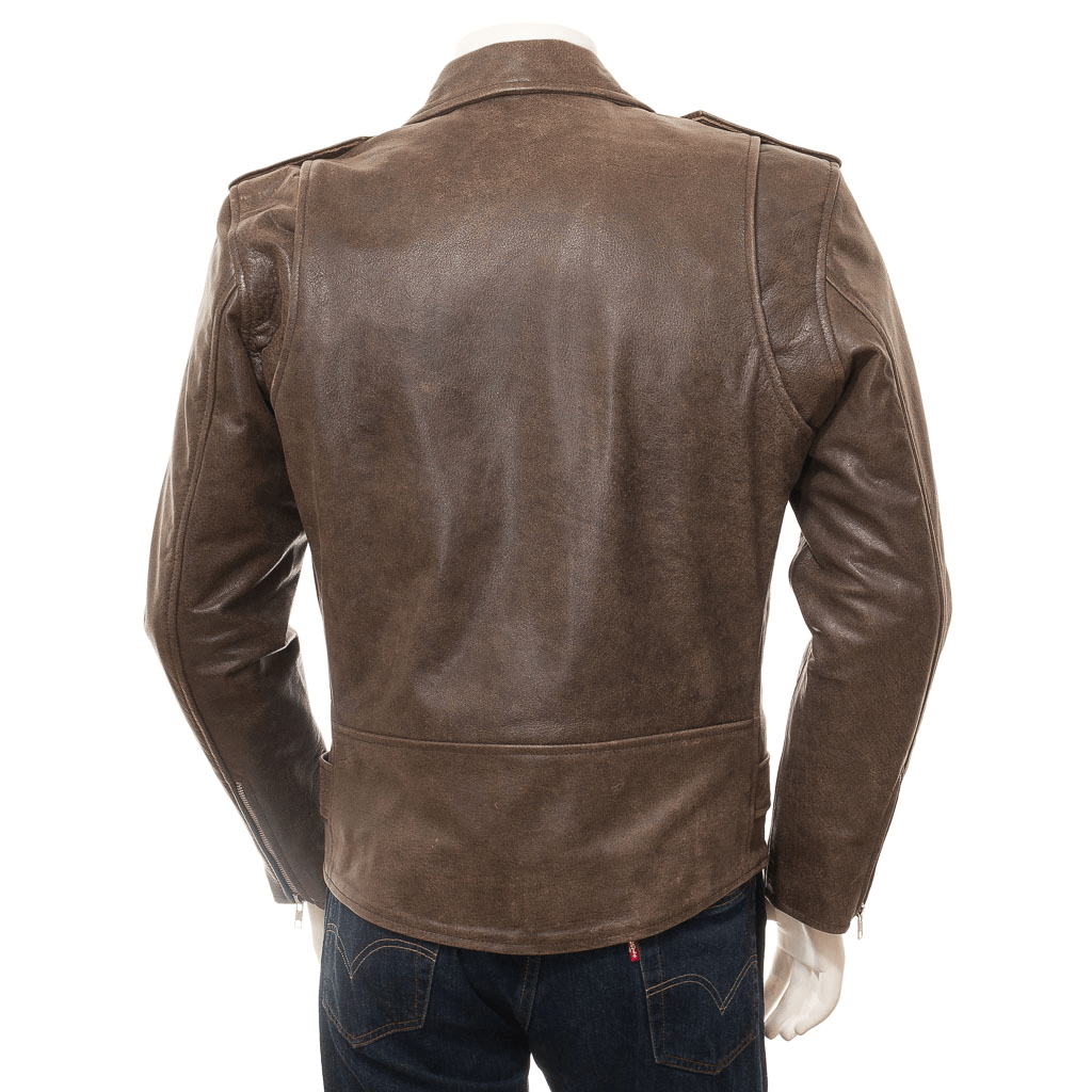 MEN ANTIQUE BROWN LEATHER JACKET BALLSTON - Vero.com 