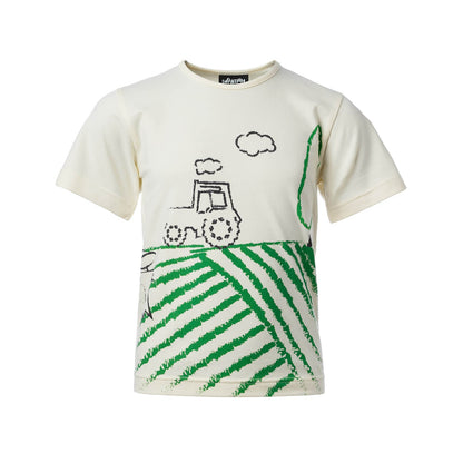 Off-White Short Sleeve T-Shirt with Tractor Print - Vero.com 