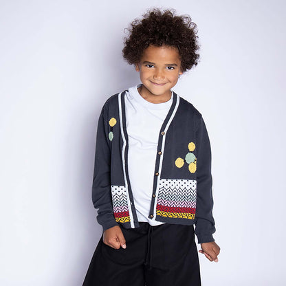 Grey Boys and Girls Cardigan with Hand Embroidery - Vero.com 