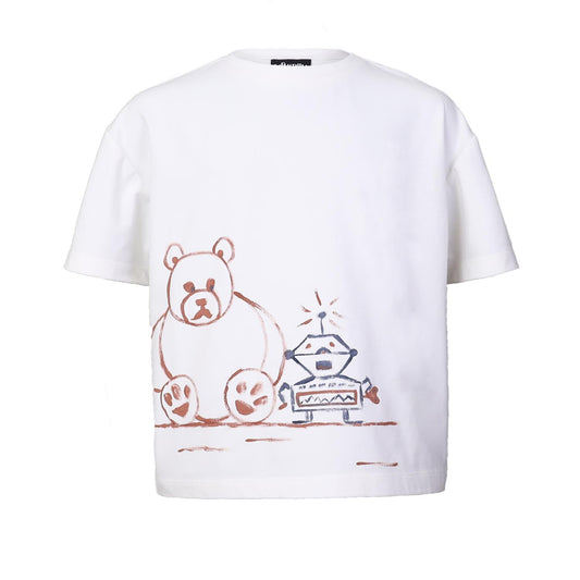 Kids' Oversized White T Shirt with Hand Painting - Vero.com 