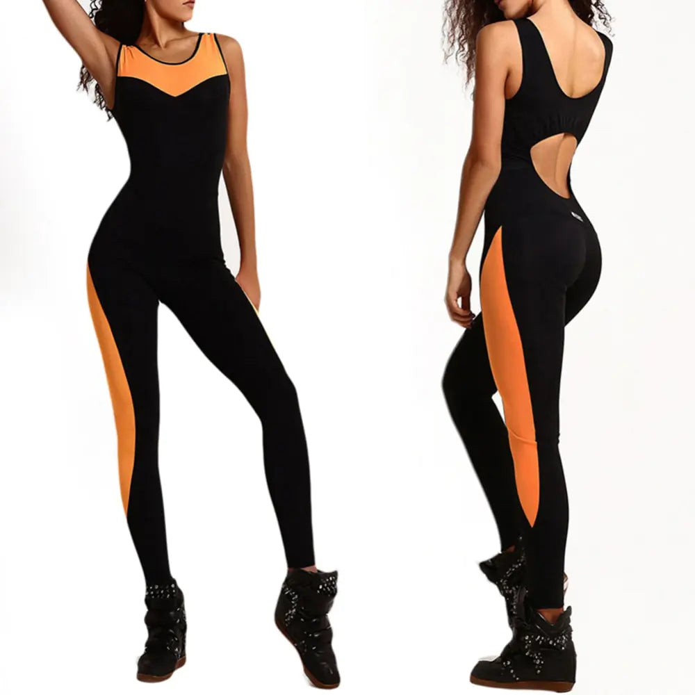 Mesh Panel Sports Jumpsuit - Yoga Bodysuit - Vero.com 