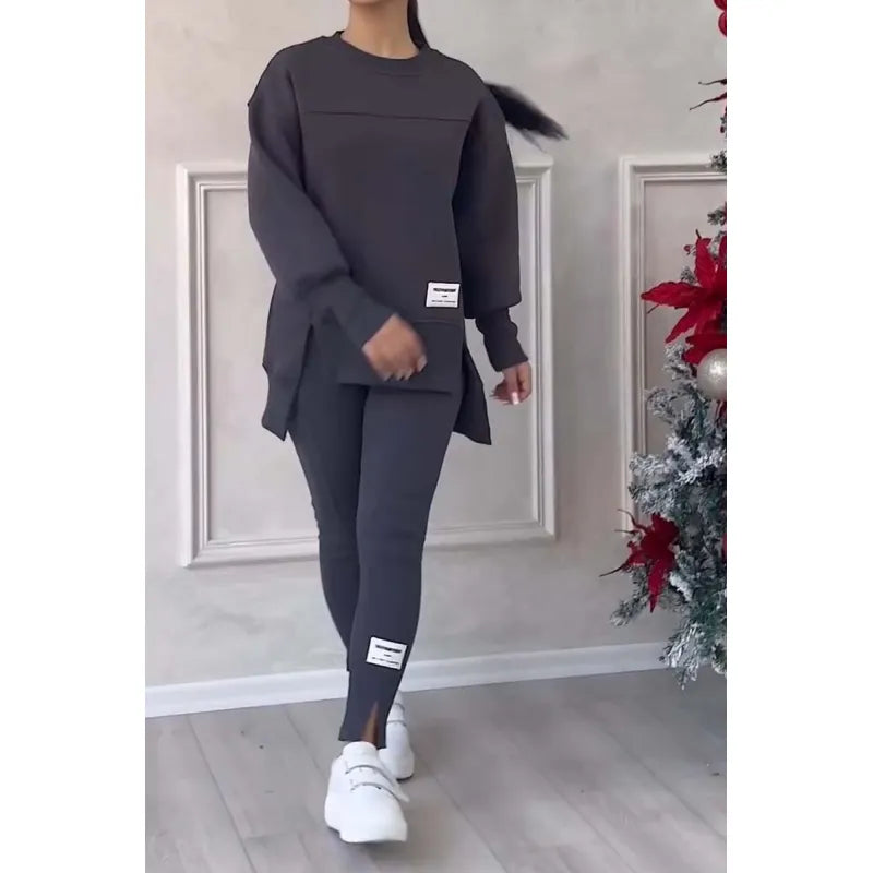 Women's Long-sleeved Printed Sweater Leggings Suit - Vero.com 