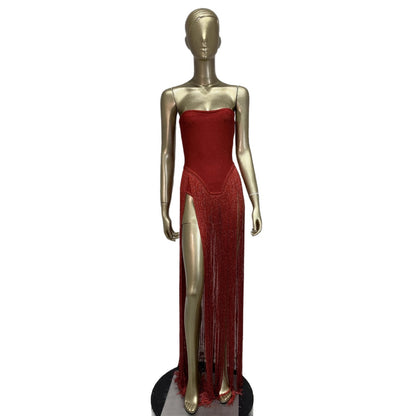 Tube Top One-piece Tassel Bandage Dress European And American Fashion Sexy