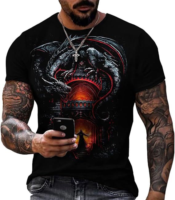 Printed Men's Short Sleeve Skull Head Round Neck T-shirt Hot Selling Short Sleeve