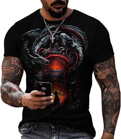 Printed Men's Short Sleeve Skull Head Round Neck T-shirt Hot Selling Short Sleeve