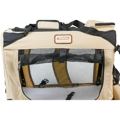 Armarkat Folding Soft Dog Crate Pet Travel Carrier - Beige - Vero.com 
