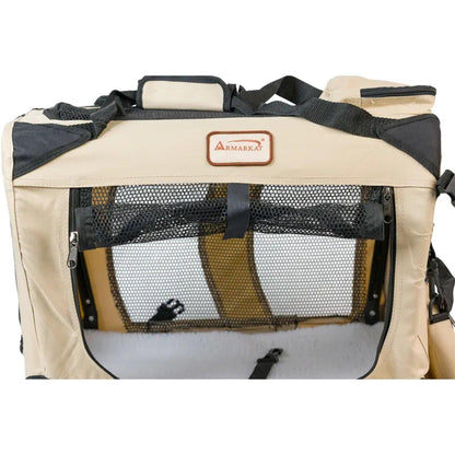 Armarkat Folding Soft Dog Crate Pet Travel Carrier - Beige - Vero.com 