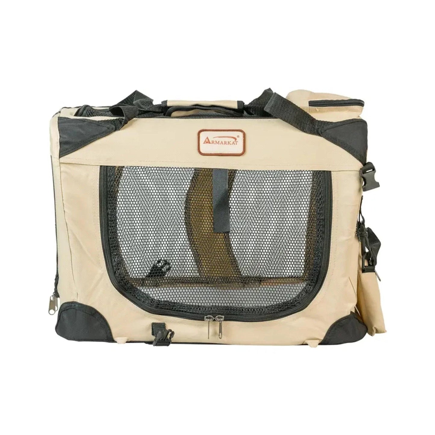 Armarkat Folding Soft Dog Crate Pet Travel Carrier - Beige - Vero.com 