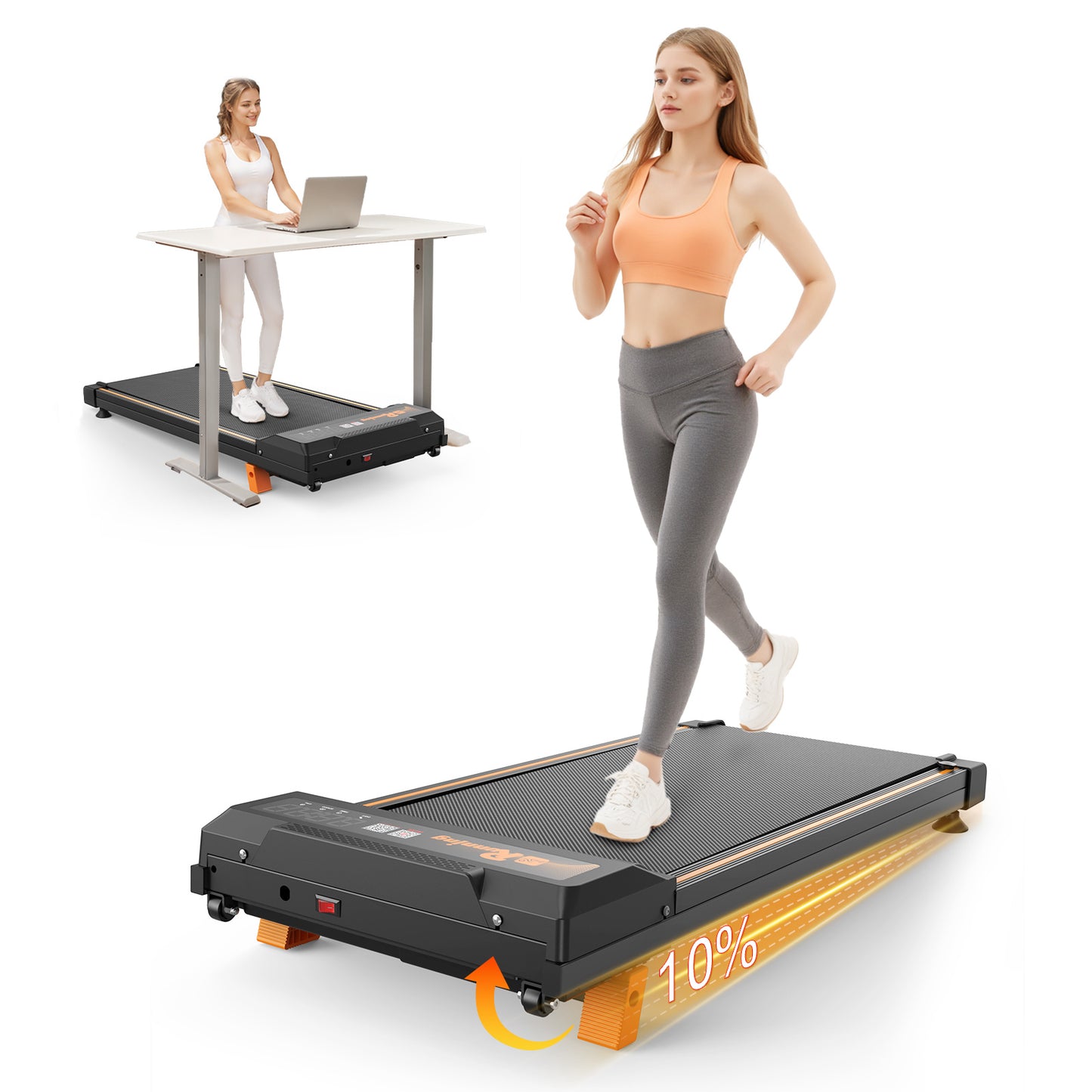 EU Walking Pad Treadmill For Home - Home Office Treadmills Under Desk Desk Treadmill Pad Quiet Portable Compact Treadmill Small Mini Treadmill LED Display Remote Control Treadmill Weight Of 120KG