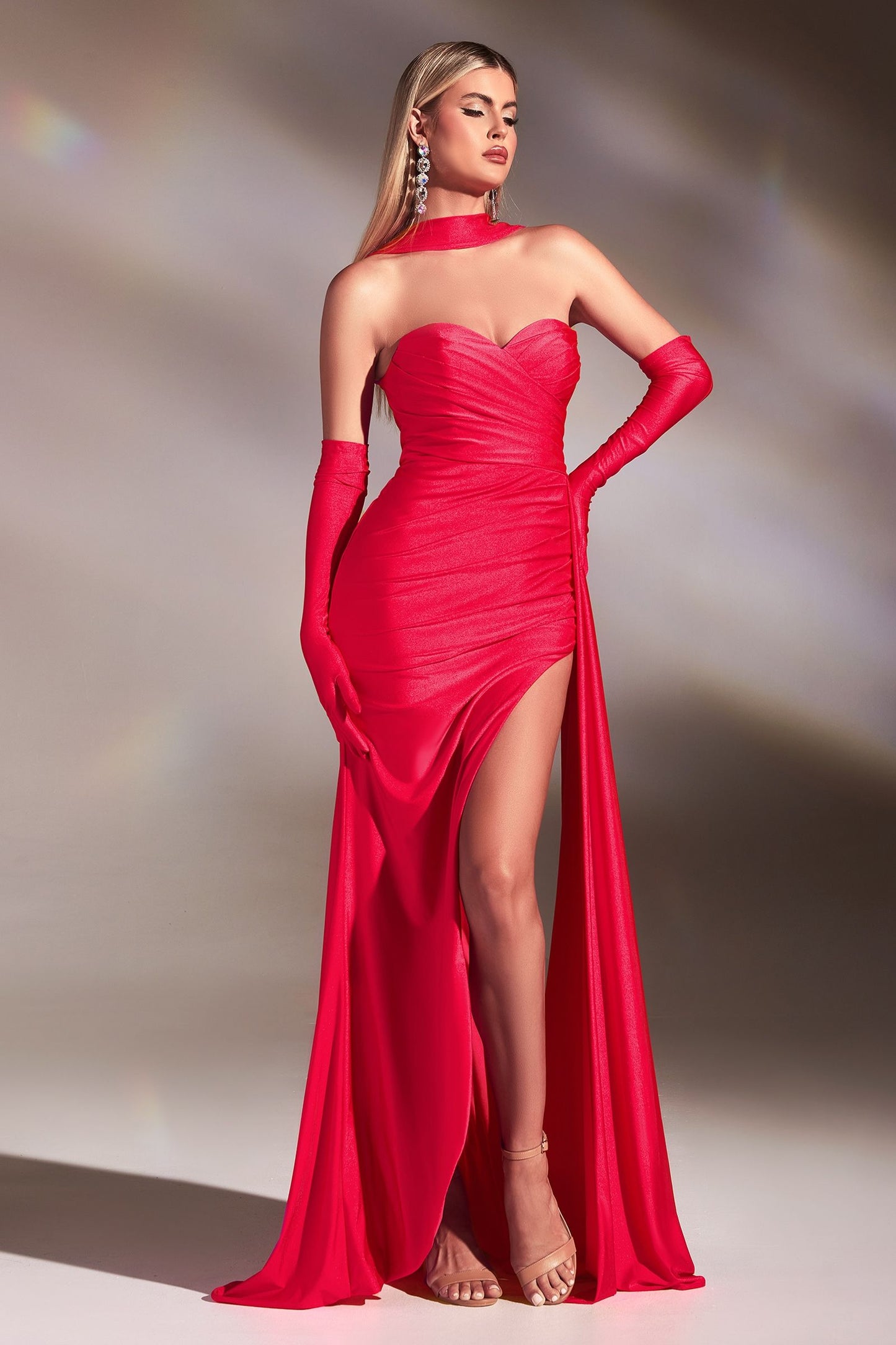 Strapless Stretch Satin Gown With Gloves - Vero.com 