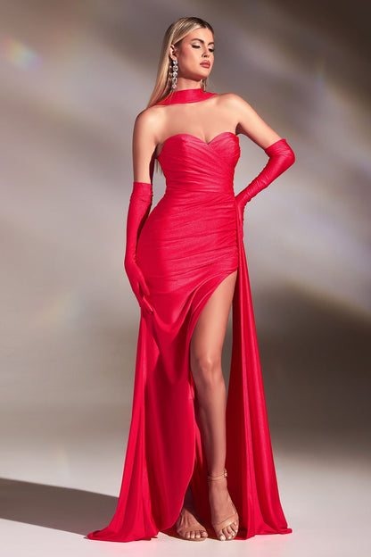 Strapless Stretch Satin Gown With Gloves - Vero.com 