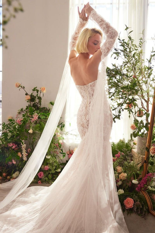 Fitted Lace Mermaid Gown With Sleeves - Vero.com 