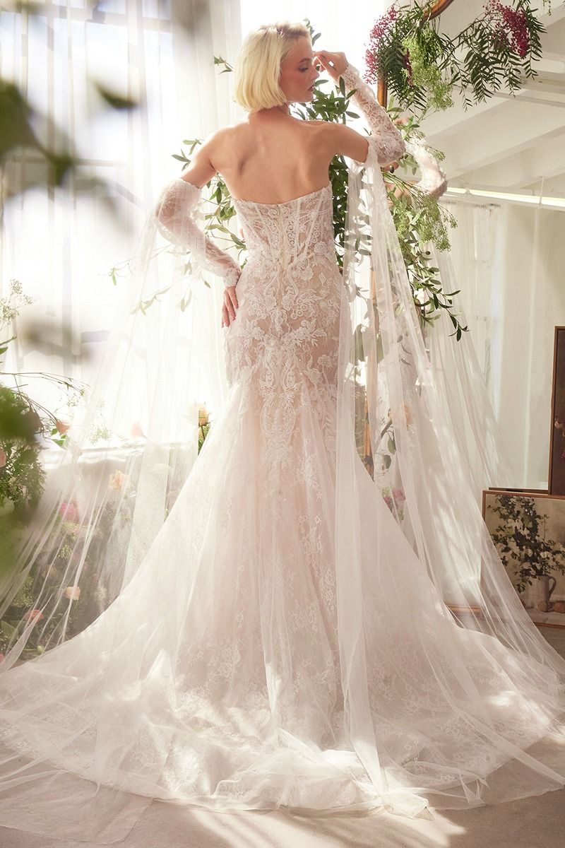Fitted Lace Mermaid Gown With Sleeves - Vero.com 