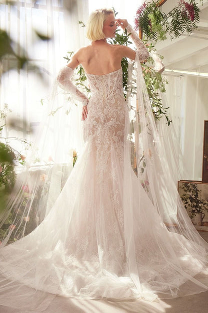 Fitted Lace Mermaid Gown With Sleeves - Vero.com 