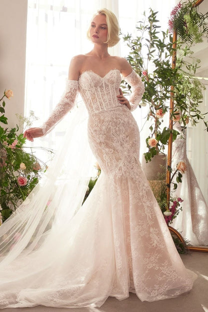 Fitted Lace Mermaid Gown With Sleeves - Vero.com 