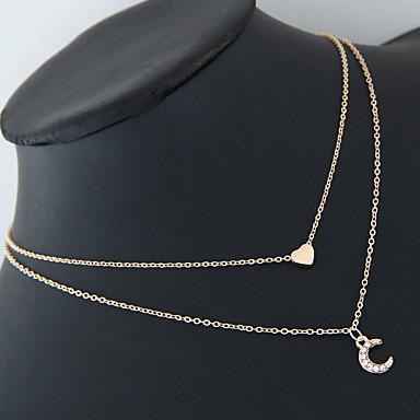 Moon and Heart Two Layer Necklace - Vero.com 