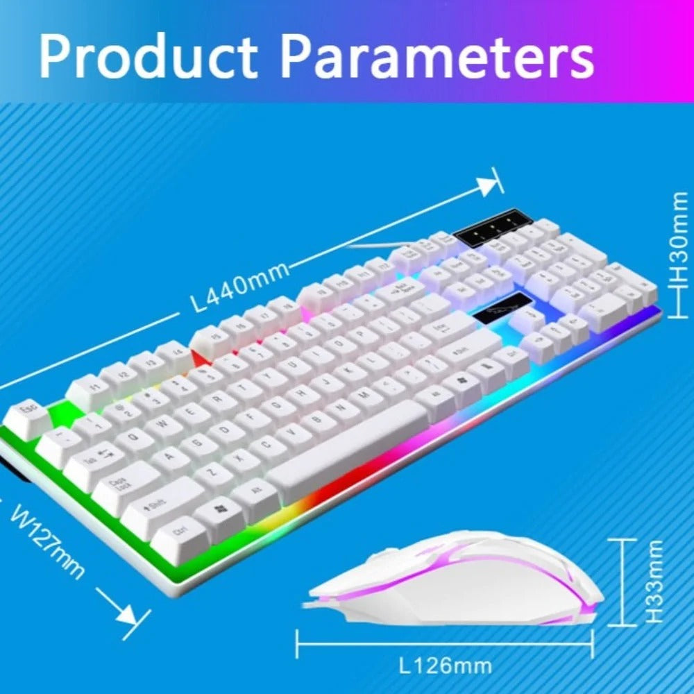 Ninja Dragons White Knight Gaming Keyboard and Mouse Set - Vero.com 