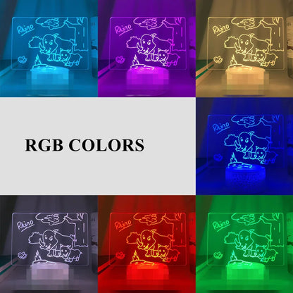 Wood Table Lamp Night Light with Message Board Girl Bedroom Decor - Vero.com 